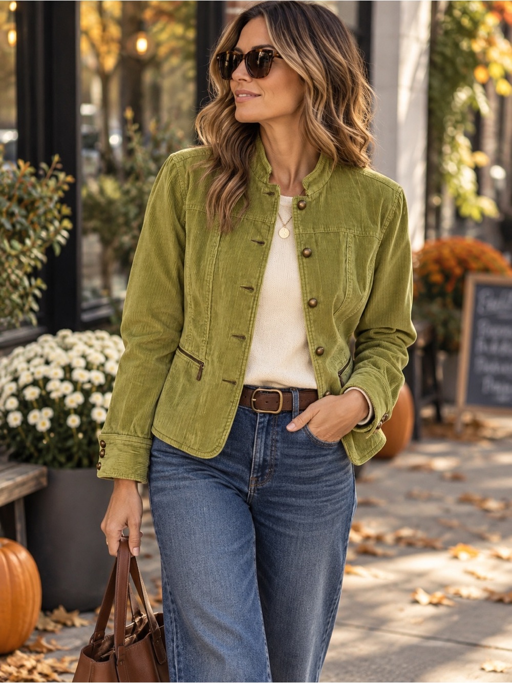 Liz Claiborne Green Corduroy Jacket Large Cottagecore Fall Utility